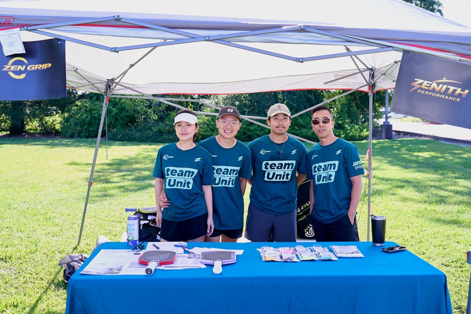 Zenith Performance team at a pickleball event with Zen Grip products